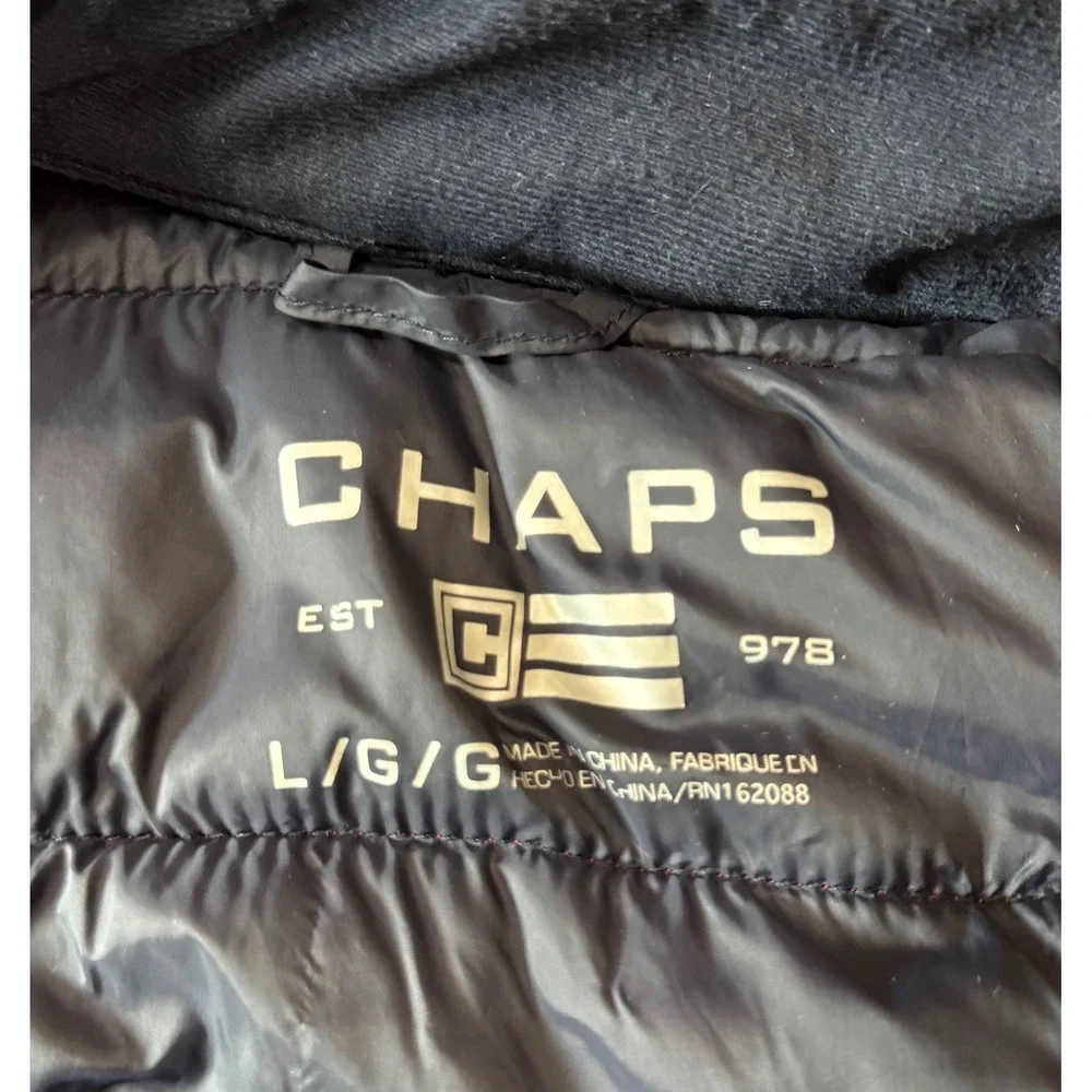 Chaps Mens Red Quilted Puffer Jacket Full Zip Stand Collar Size Large